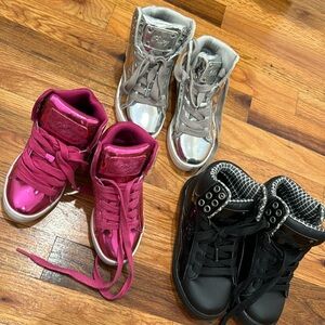 Girls Pastry Hip Hop Sneakers Size 12 black and silver and Size 10 pink
